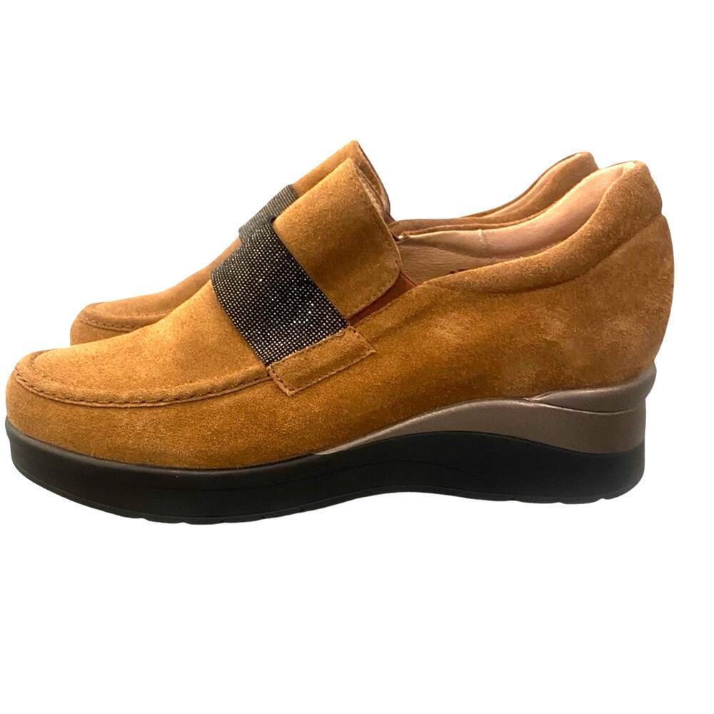 Pie Santo Spain Brown Suede Loafers Slip On Shoes NWOB, Women's 6.5 Euro 37